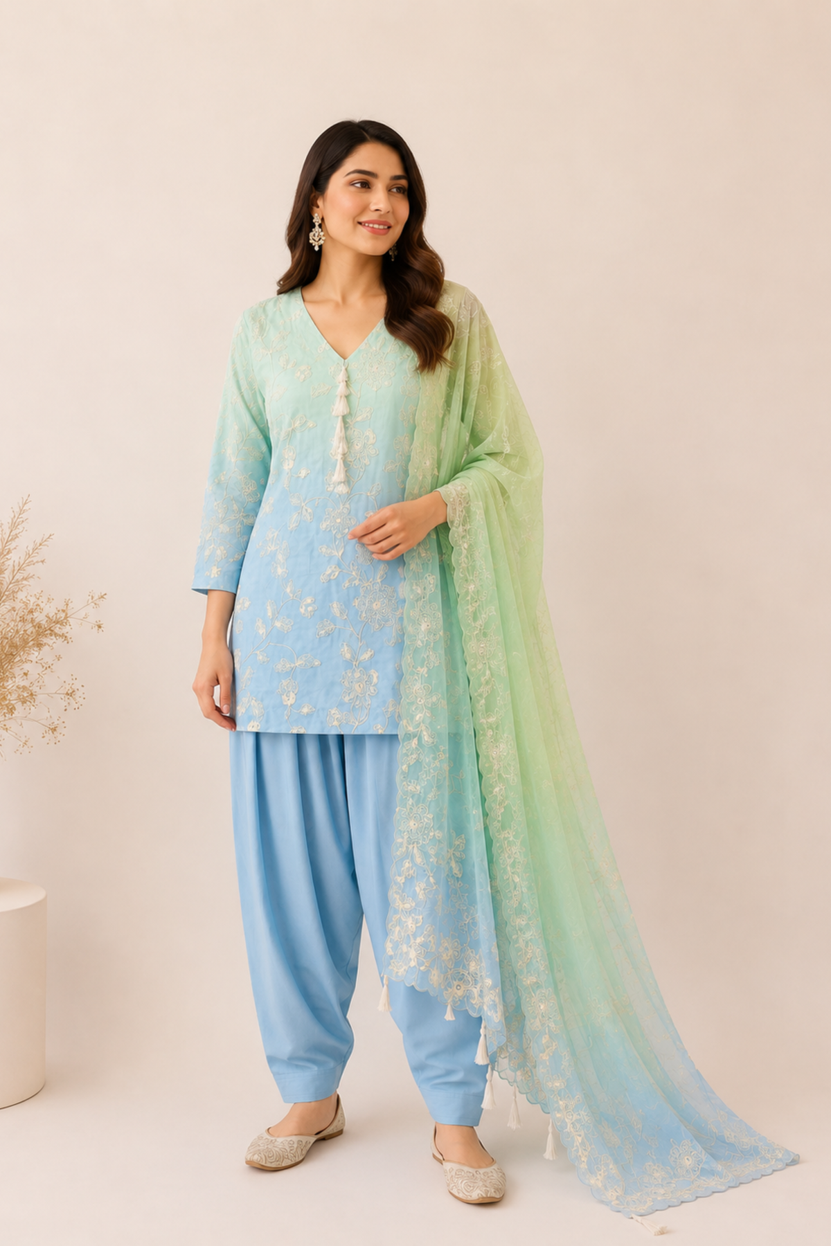 Sky Blue Ombrè Suit Set